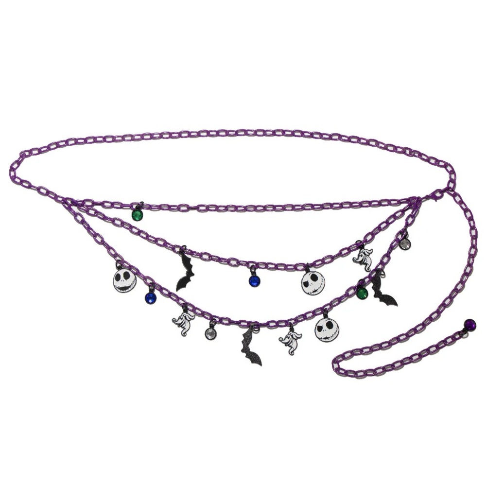 NIGHTMARE BEFORE CHRISTMAS JACK AND ZERO METAL CHAIN BELT with CHARMS